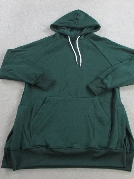 The Warmy Oversized Hoodie Dress Womens Medium Green Pullover Fleece Soft Cozy - Picture 5 of 11